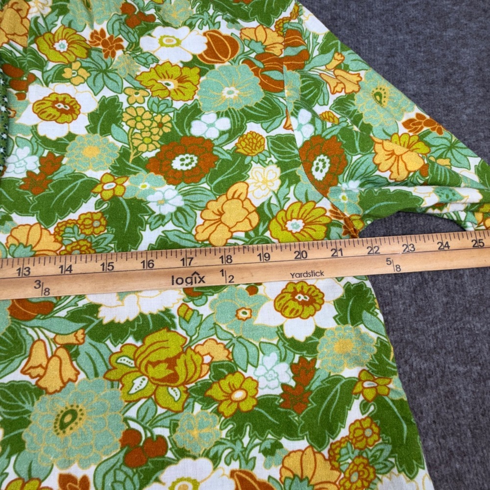 D'Ascoli Green Floral Cotton Hand Woven Mini Dress Womens Medium Boho Tassel Tie - Picture 5 of 9